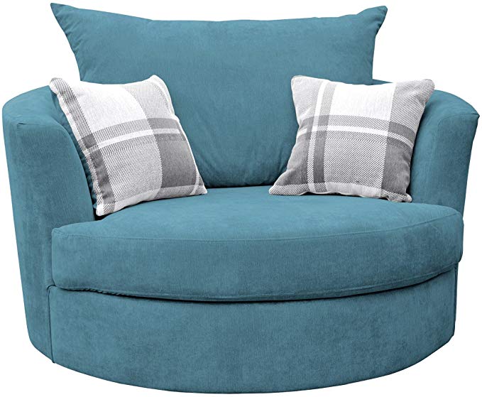 Large Swivel Round Cuddle Chair Fabric (Ocean)