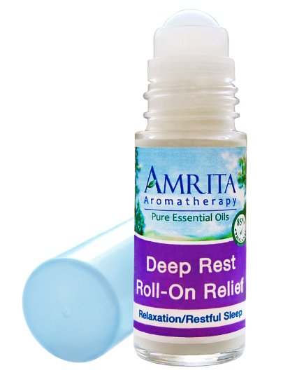 Amrita Aromatherapy: Deep Rest Roll-On Relief (Natural Sleep Aid) with Essential Oils of Red Mandarin, Lavender Extra, Sweet Marjoram & Mandarine Petitgrain in a Certified Organic Lotion Base (30ml)