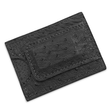 Genuine Ostrich Leather Magnetic Money Clip Wallet Handmade
