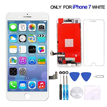 Screen Replacement Compatible with iPhone 7 Screen Replacement LCD Touch Screen Display Digitizer Assembly Replacement with Screen Protector and Repair Tools for iPhone 7 Screen Repair White