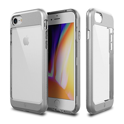 iPhone 8 Case, Patchworks [Contour Series] Hybrid Smudge-Free Clear Inner TPU Hard Matte Finish PC Frame Cover Military Grade Drop Tested Case [Wireless Charging] for iPhone 8 iPhone 7 - Silver