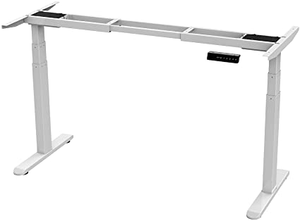 AIMEZO Electric Standing Desk Frame 3 Tiers Legs Adjustable Height Sit Stand Desk Home Office/Anti-Collision System/Dual Motor / 4 Memory(White)