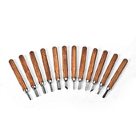 Newcomdigi Professional 12-Piece Wood Carving Chisel Set, Best Recommended Wood Carving Knife Kit for Beginner, Power Grip Carving Tools