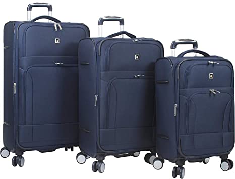 Dejuno Symphony Lightweight 3-piece Spinner Luggage Set-Navy, One Size
