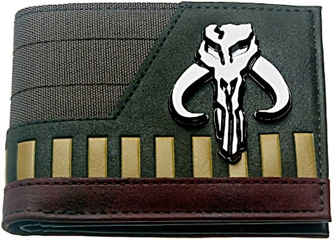 Star Wars Bounty Hunter Boba Fett Family Metal Logo Leather Bi Fold Wallet