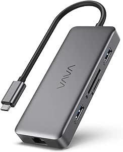 VAVA USB C Hub 8 in 1 USB C Adapter to 4K HDMI, 1Gbps RJ45 Ethernet Port, USB 3.0, SD/TF Card Reader, 100W PD Charging Port for MacBook Pro Air and Type C Windows Laptops