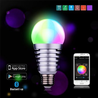 QIVV Bluetooth LED Light Bulb - Dimmable Multicolored 16 Millions Color Changing Smart LED Lights | Timer Setting | Music Sync | Scene Mode (Reading, Candlelight, Party, Disco ect.), Call Reminding | Group Lights - Smart LED Light Bulbs for Home, Offices, Parties, Restaurants, Hotels - 7.5 Watt (High Quality Led, 60 Watts Replacement)- Energy Efficient | Nature White 4000K RGB | Bluetooth 4.0 compatible devices - Works with iPhone,iPad,Android and Tablets (7.5 Watts)