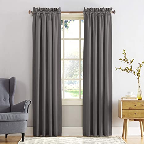 Sun Zero Barrow Energy Efficient Rod Pocket Curtain Panel, 54" x 95", Steel Gray, One Panel