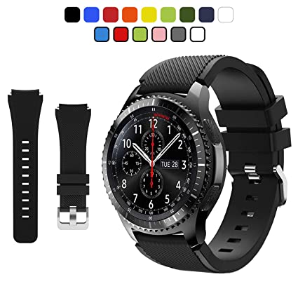 Galaxy Watch 46mm Bands - Gear S3 Bands, 22mm Universal Soft Silicone Replacement Breathable Business Sport Bands for Samsung Galaxy Watch 46mm/Gear S3 Frontier/Classic Smart Watch(Black)