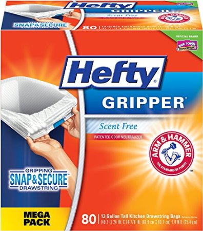 Hefty Gripper Tall Drawstring Trash Bags (80-Count Bags)