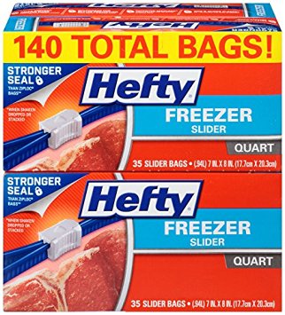 Hefty Slider Freezer Bags, Quart, 140 Count