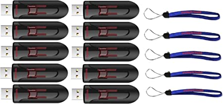 SanDisk 32GB Glide 3.0 CZ600 (10 Pack) 32GB USB Flash Drive Flash Drive Jump Drive Pen Drive High Performance - with (5) Everything But Stromboli (tm) Lanyard