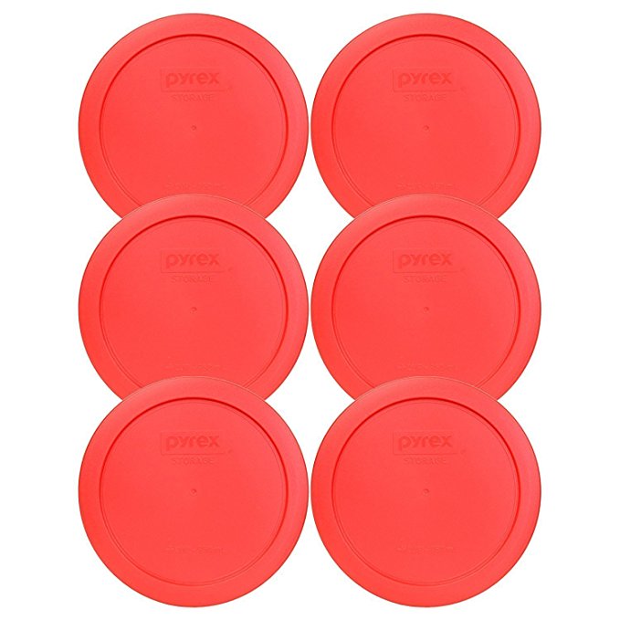 Pyrex 7201-PC 4 Cup Red Round Plastic Food Storage Lid - 6 Pack