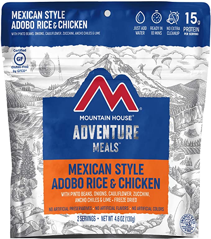 Mountain House Mexican Style Adobo Rice & Chicken | Freeze Dried Backpacking & Camping Food | Survival & Emergency Food | Gluten-Free