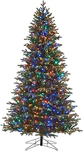 Honeywell 8 ft Pre-Lit Christmas Tree, Churchill Pine Artificial Christmas Tree with 800 Color Changing LEDs, Xmas Tree with 3122 PVC/PE Tips, Tree Top Connector, UL Certified