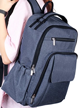 Baby Diaper Bag Backpack with Changing Mat Stroller Strap Waterproof Insulated for Boys Girls Mom Men(Grey/Whilt,Unisex)