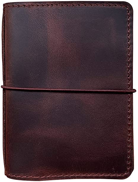Travelers Notebook Cover with Inner Pockets, Card Slots and Pen Holder, Passport Size, Dark Brown