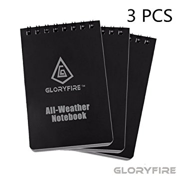 Waterproof Notebook All Weather Shower Pocket Tactical Notepad with Cover Steno Pad Memo Book with Green Grid Paper for Outdoor Activities Recording Green Journals to Write 3PCS 4" x 6"
