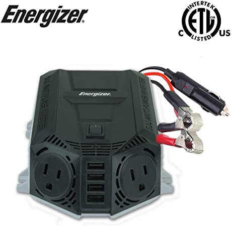 Energizer 500 Watts Power Inverter w/ 48 Watts USB Ports, Modified Sine Wave Car Inverter, DC to AC Converter with Dual 110 Volts AC Outlets and 4 USB Ports 2.4A ea - METLab Approved Under UL Std 458