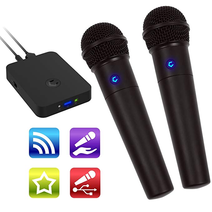 Cobble Pro Wireless Karaoke Microphone 2-Pack Mic [Source Vocal Removal Technology][Choose Unlimited Music Source from YouTube, Compatible with iPhone iPad Phone Tablet] New Model BT Speaker Machine