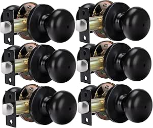 goldenwarm Black Interior Door Knob, Privacy Door Knob, Matte Black Bedroom Door Knobs, Door Knobs Interior Bulk, Privacy Door Knobs for Bedroom or Bathroom(6 Pack)