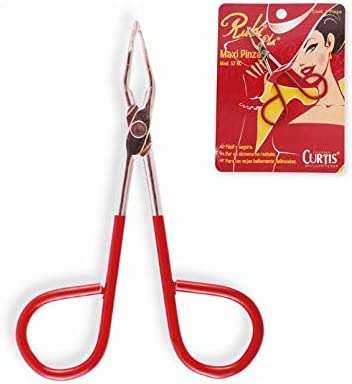 PROFESSIONAL Salon TWEEZERS with Easy Scissor Handle, The BEST PRECISION EYEBROW TWEEZERS Men/Women; PORTABLE Beauty Tools for Facial Hair, Ingrown Hair, Blackhead; Red 57RC; MADE IN MEXICO
