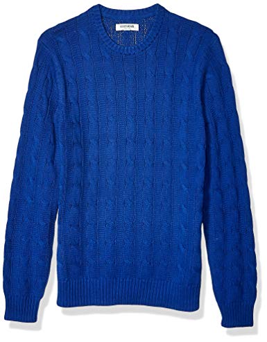 Amazon Brand - Goodthreads Men's Soft Cotton Cable Stitch Crewneck Sweater