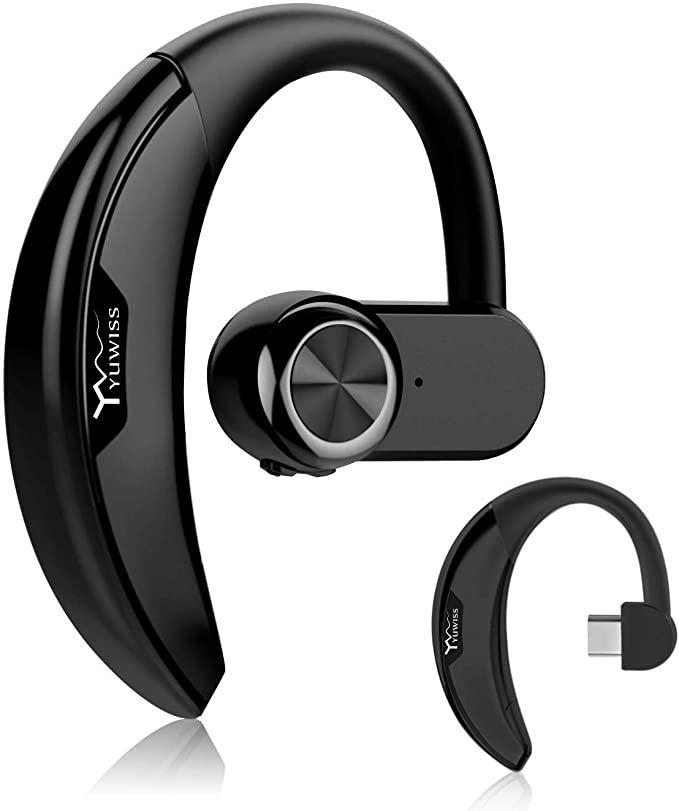 KINGWorld Bluetooth Headset with 36-Hr Playing Time V4.2 Car Driving Bluetooth Earpiece Wireless Hands Free Headphones with Mic Cell Phone Noise Cancelling in-Ear Compatible with iPhone (Black)