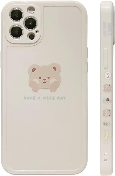 Ownest Compatible for iPhone 13 Pro Max Case Cute Painted Design Brown Bear with Cheeks for Women Girls Fashion Slim Soft Flexible TPU Rubber for iPhone 13 Pro Max-Beige