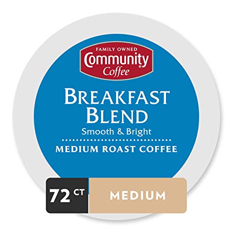Community Coffee - Breakfast Blend Medium Roast - 72 Count Single Serve Coffee Pods - Compatible with Keurig 2.0 K Cup Brewers
