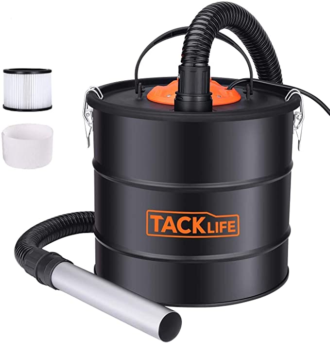 TACKLIFE Ash Vacuum with 5 Gallon Capacity and 800w Fireplace Vacuum, Portable ash Collectors with Metal Hose and Aluminum Nozzle for fireplaces, Wood stoves, Pellet stoves and BBQ Grills-PVC03A