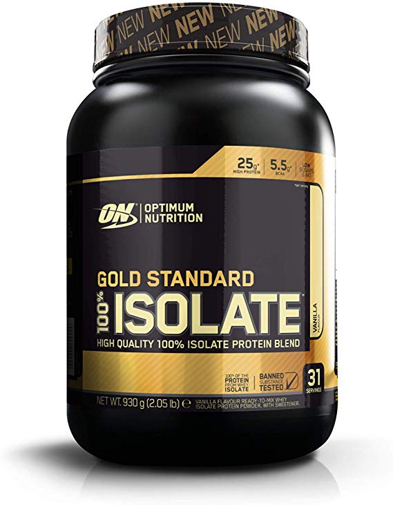 Optimum Nutrition Gold Standard 100 Percent Isolate Whey Protein Powder with BCAAs and Glutamine, Vanilla, 31 Servings, 930 g