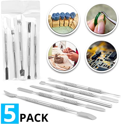 Cynamed 5 Pc Stainless Steel Spatula/Chisel Wax & Clay Sculpting Tool Set