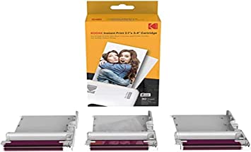 30 Pack Kodak 4PASS Real Photo (2.1"x3.4") & Laminate Process Cartridge, All-in-One Paper and Color Ribbon Refill-Compatible with Kodak Mini 2, Mini 2 Plus, Mini 2 Retro, Mini Shot, Mini Shot 2 Retro