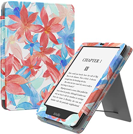 MoKo Case for 6.8" Kindle Paperwhite (11th Generation-2021) and Kindle Paperwhite Signature Edition, Slim PU Shell Cover Case with Auto-Wake/Sleep for Kindle Paperwhite 2021 E-Reader, Colorful Leaf