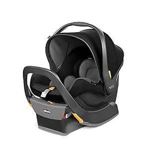 Chicco KeyFit 35 Infant Car Seat and Base, Rear-Facing Seat for Infants 4-35 lbs, Includes Infant Head and Body Support, Compatible with Chicco Strollers, Baby Travel Gear | Element/Black