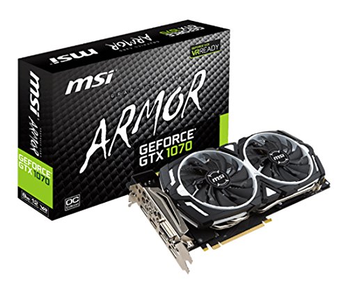 MSI GeForce GTX 1070 ARMOR 8G OC. 1920 Cuda Core PCIE 3.0 8 GB GDDR5 256-Bit Graphics Card - Black