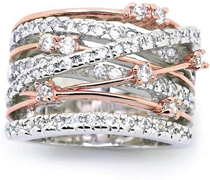 Jude Jewelers Silver Rose Gold Braided Wrap Knot Style Promise Statement Cocktail Party Ring