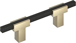 Amerock Urbanite 3 inch (76mm) Center-to-Center Golden Champagne/Matte Black Cabinet Pull, BP77898BBZMB