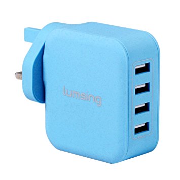 Lumsing 35W 7A 4-Port USB Wall Charger Portable Travel Charger For iPhone 6 Plus, iPad, Samsung Galaxy S6 Edge(Blue)