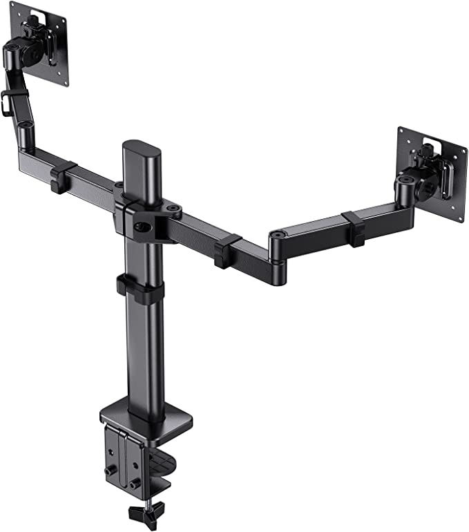 ErGear Dual Monitor Stand for 17-32 inch Screen, Dual Monitor Arm Multi-Angle Adjustment Design Tilt Swivel Rotate, Dual Monitor Mount Holds 4.4 to 22 lbs