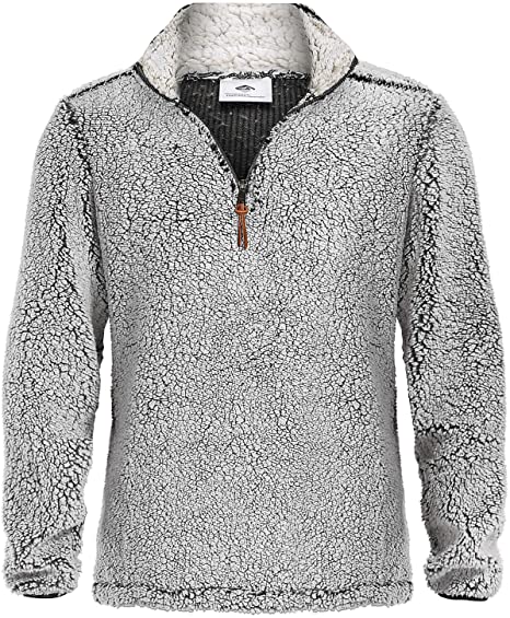 MAGNIVIT Men's Quarter Zip Fleece Sherpa Pullover Sweater Long Sleeve Sweatshirt with Pockets