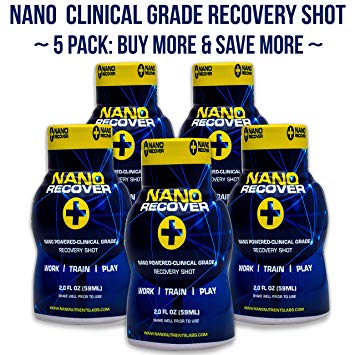 NANO RECOVER | Patented Hangover Cure, Prevention & Morning Recovery Shot | Liver Detox Supplement w/Dihydromyricetin (DHM), Milk Thistle, Electrolytes Vitamins & Minerals | Fast Alcohol Recovery-5 pk