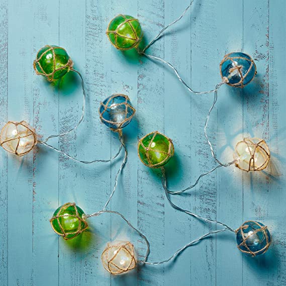 Lights4fun, Inc. 10 Glass-Style Buoy Battery Operated Indoor & Outdoor LED String Lights