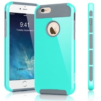 iPhone 6S Case TekcooTM iPhone 6  6S 47 INCH Shock Absorbing Scratch Proof Hybrid Impact Defender Slim Hard Case Cover Plastic Shell Outer TPU Rubber Silicone Inner TurquoiseGrey