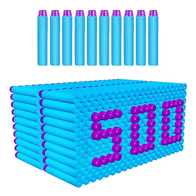 AMOSTING Refill Darts 500pcs Bulk Bullets Ammo Pack for Nerf Fortnite N-Strike Elite Strike Series Guns - Blue