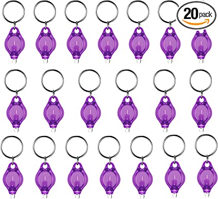 20 Pack Mini UV LED Keychain Flashlight, 395nm UV Light Keychain Flashlight, UV Keychain Flashlight, UV Keychain Light Black Light, UV Light Key Ring Light Torch ()