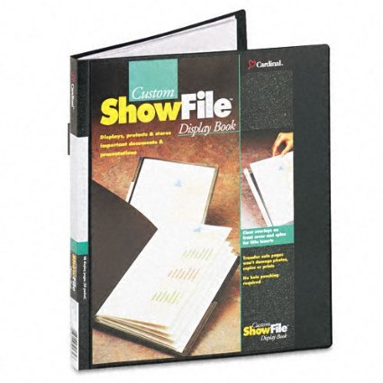 Cardinal ShowFile Display Book with Custom Cover Pocket , 8.5 x 11 Inch Sheet Size, 24 Sleeves, Black (50232)