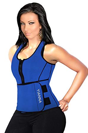 YIANNA Sweat Neoprene Sauna Suit Tank Top Vest with Adjustable Shaper Waist Trainer Belt