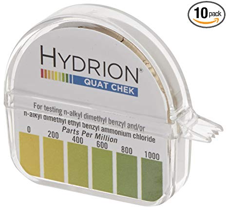 Micro Essential Lab QC-1001 Plastic Hydrion High Range Quat Check Test Paper Dispenser, Single Roll, Food Service Test Strips, 0 - 1000 ppm (Case of 10)